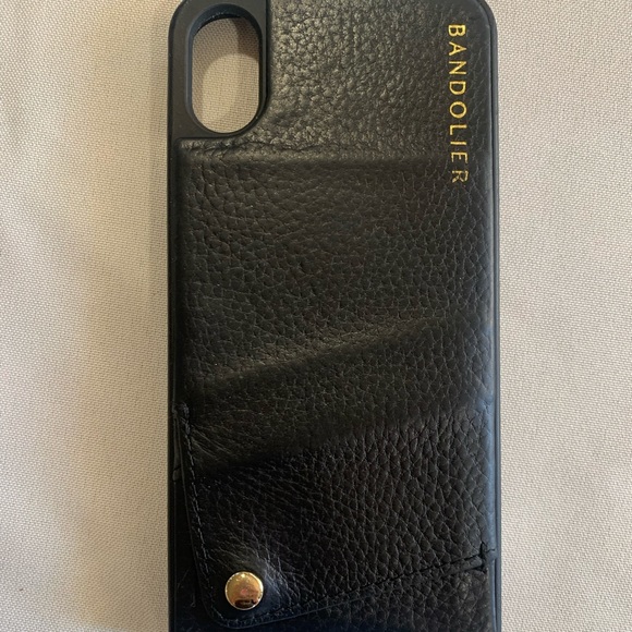 Bandolier EMMA Pebble Leather Crossbody Bandolier in Black/Gold iPhone X/XS - Picture 2 of 3